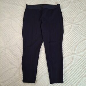 Talbots Womens 16 Petite Ankle Pants Navy Blue Stretch Ponte Elastic Waist
